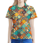 Vintage Mandala Bohemian Pattern Print Women's Polo Shirt