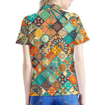Vintage Mandala Bohemian Pattern Print Women's Polo Shirt