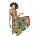 Vintage Mandala Bohemian Pattern Print Sleeveless Knee Length Dress