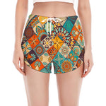 Vintage Mandala Bohemian Pattern Print Women's Split Running Shorts
