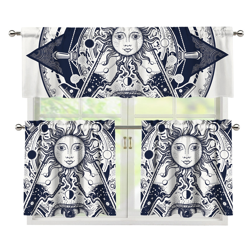 Vintage Masonic Freemasonry Print 3 Piece Kitchen Curtains