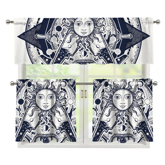 Vintage Masonic Freemasonry Print 3 Piece Kitchen Curtains