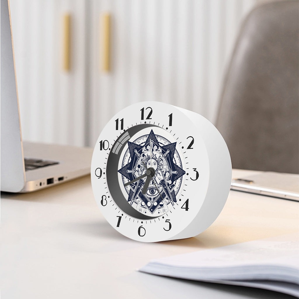 Vintage Masonic Freemasonry Print Alarm Clock