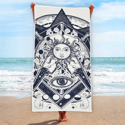 Vintage Masonic Freemasonry Print Beach Towel