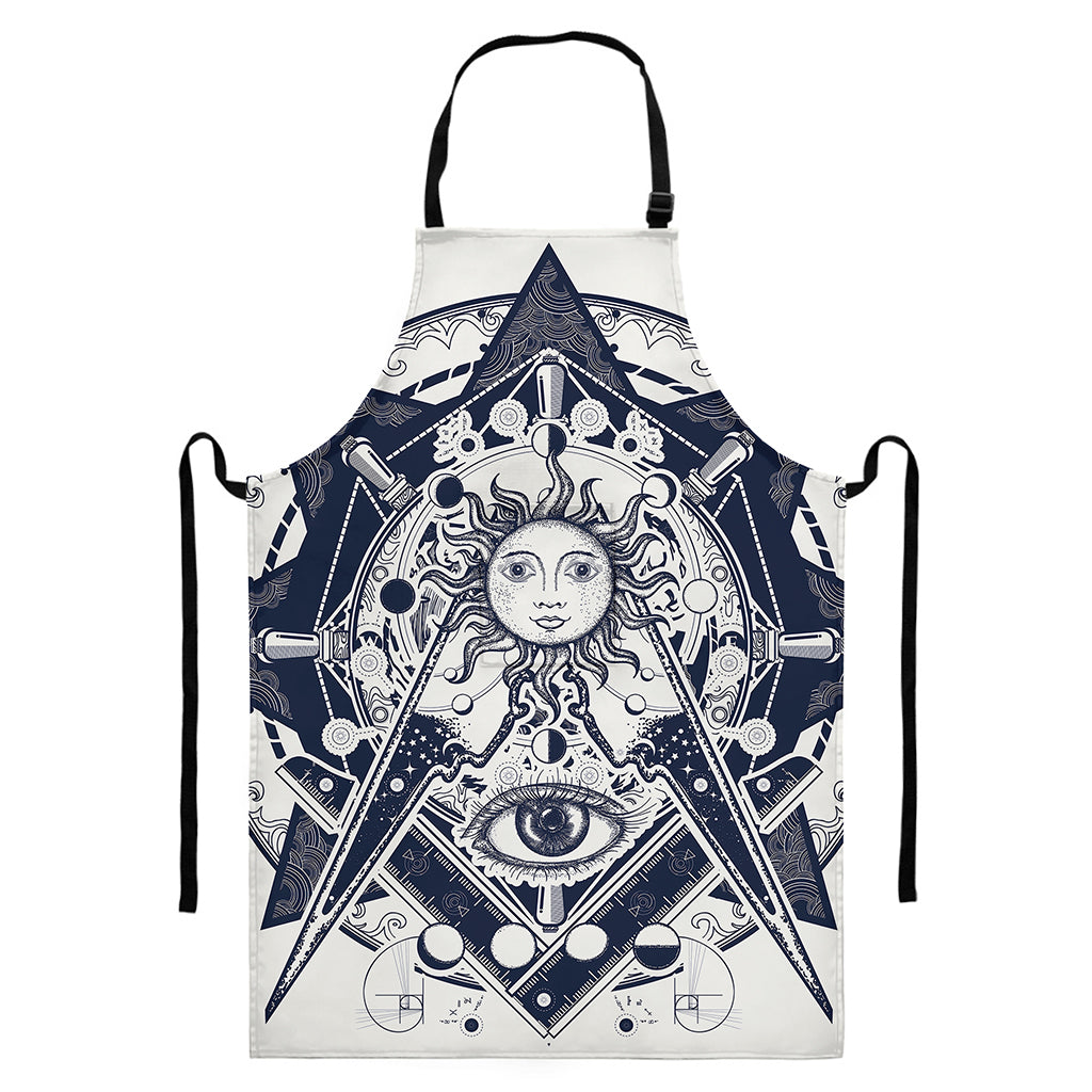 Vintage Masonic Freemasonry Print Bib Apron With Pocket
