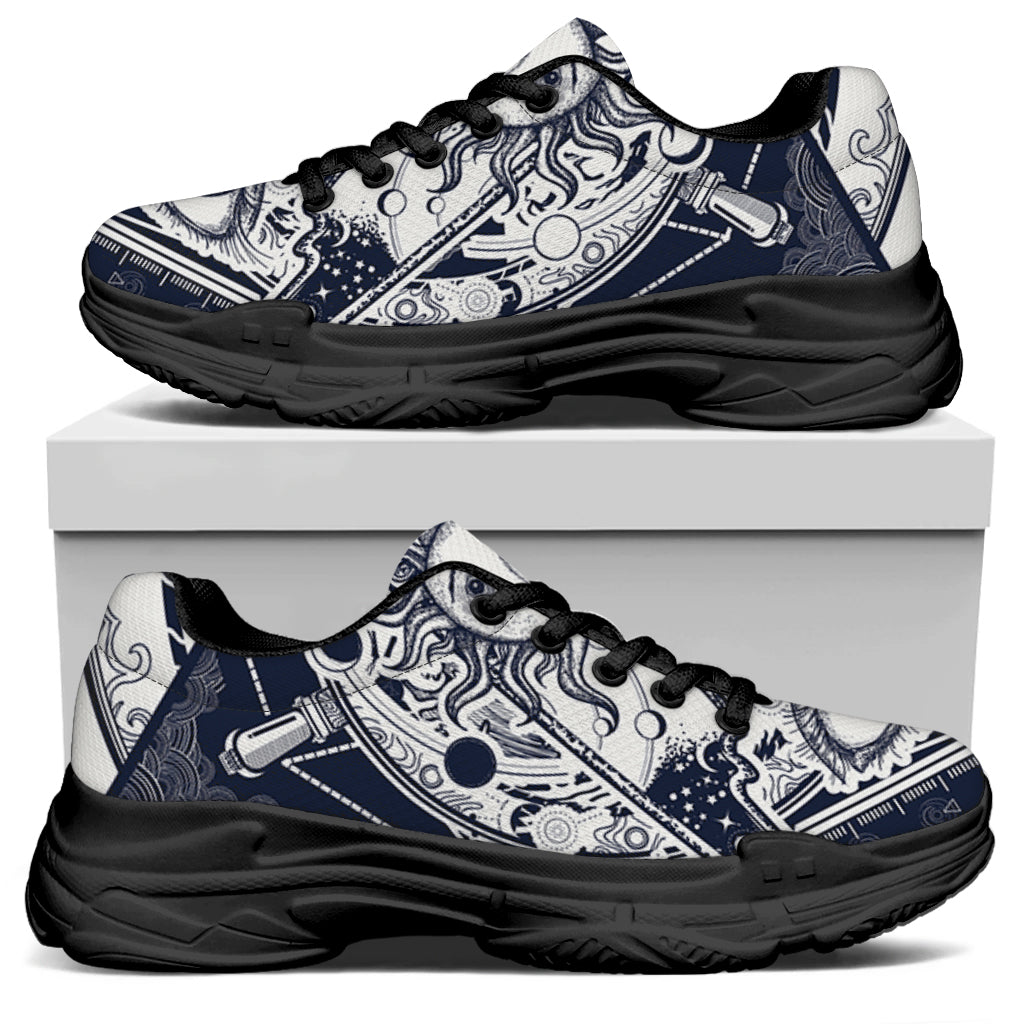 Vintage Masonic Freemasonry Print Black Chunky Shoes