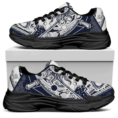 Vintage Masonic Freemasonry Print Black Chunky Shoes