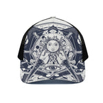 Vintage Masonic Freemasonry Print Black Mesh Trucker Cap