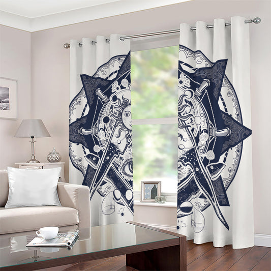 Vintage Masonic Freemasonry Print Blackout Grommet Curtains