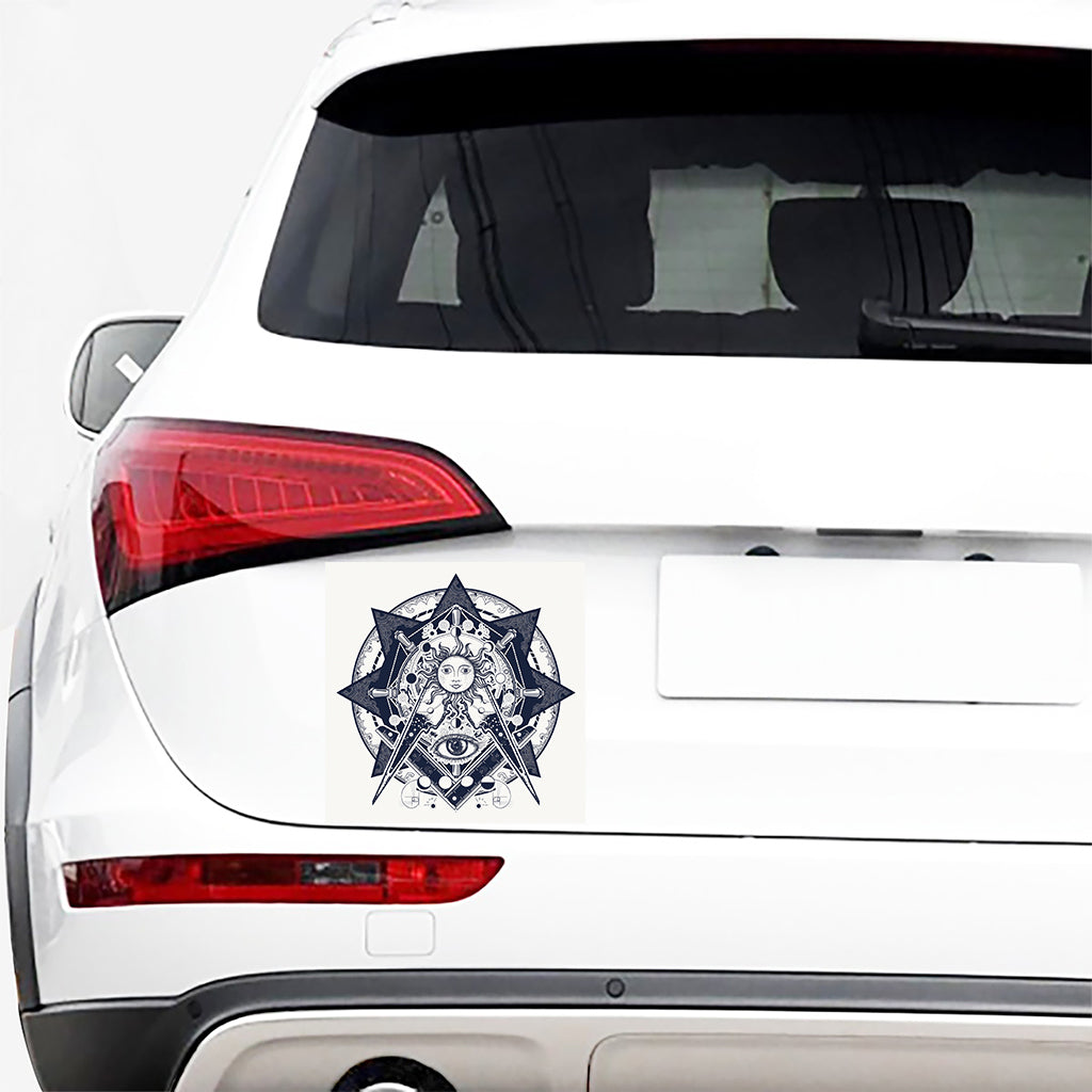 Vintage Masonic Freemasonry Print Car Sticker
