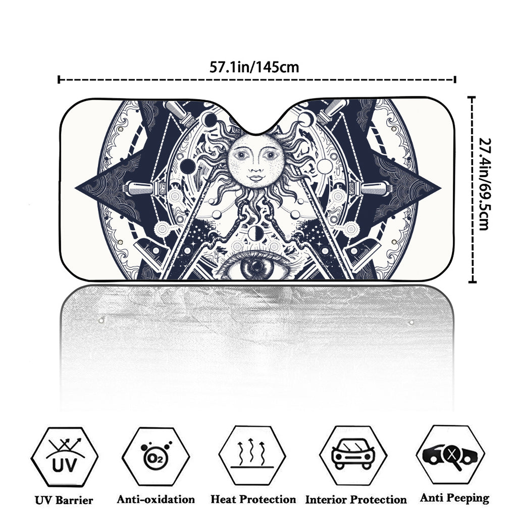 Vintage Masonic Freemasonry Print Car Windshield Sun Shade
