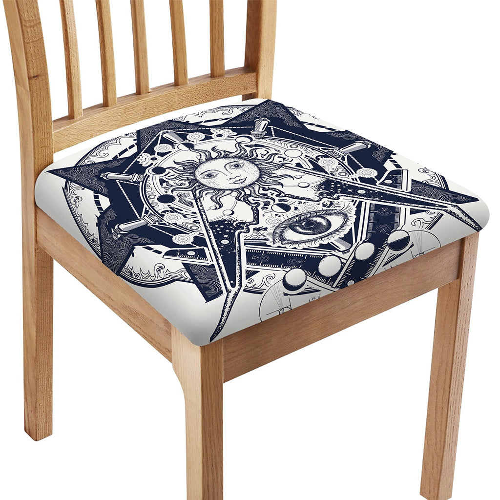 Vintage Masonic Freemasonry Print Chair Cushion Cover