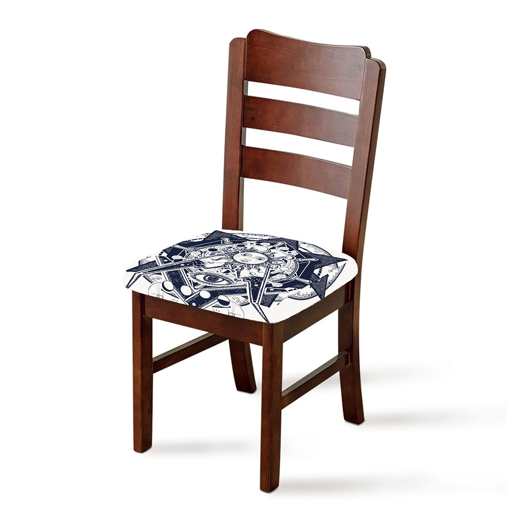 Vintage Masonic Freemasonry Print Chair Cushion Cover
