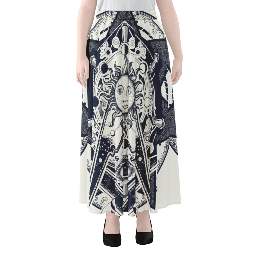 Vintage Masonic Freemasonry Print Chiffon Maxi Skirt
