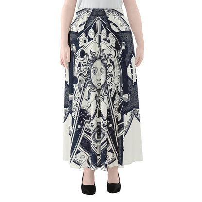 Vintage Masonic Freemasonry Print Chiffon Maxi Skirt