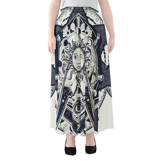 Vintage Masonic Freemasonry Print Chiffon Maxi Skirt