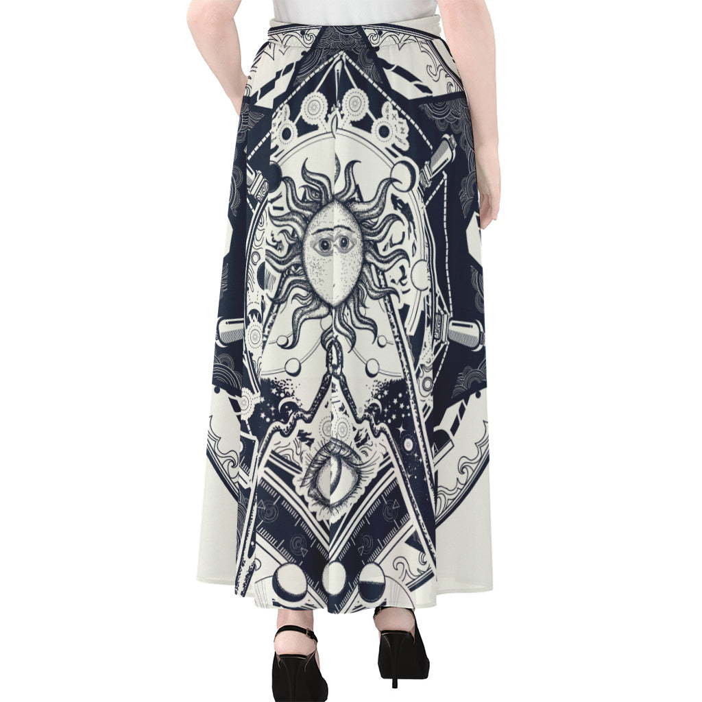 Vintage Masonic Freemasonry Print Chiffon Maxi Skirt