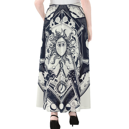 Vintage Masonic Freemasonry Print Chiffon Maxi Skirt