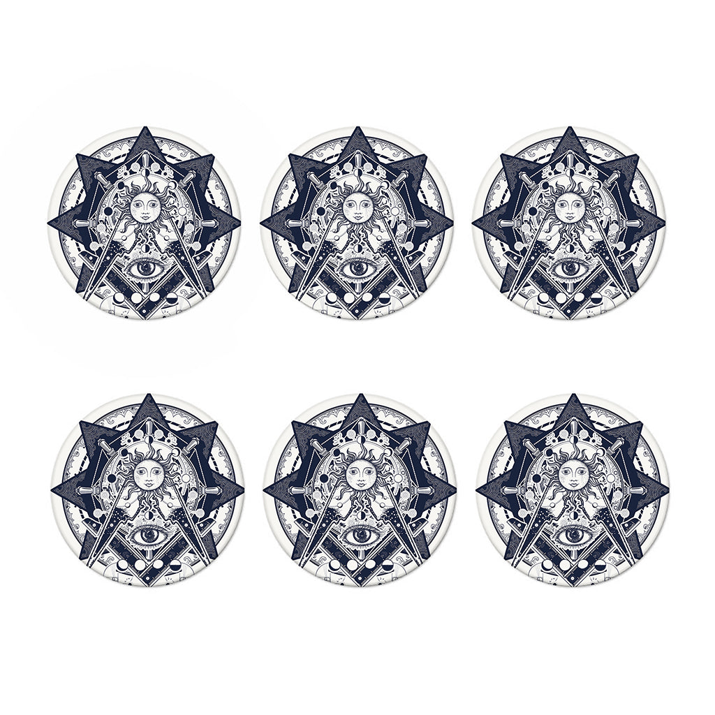 Vintage Masonic Freemasonry Print Coaster Set