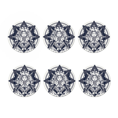 Vintage Masonic Freemasonry Print Coaster Set