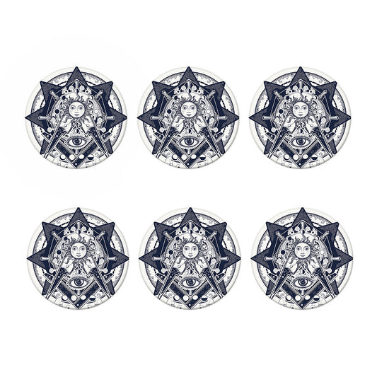 Vintage Masonic Freemasonry Print Coaster Set