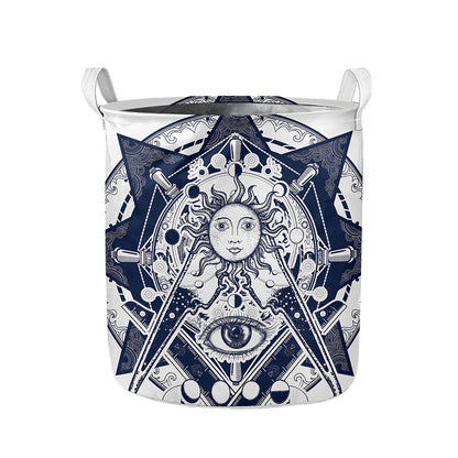 Vintage Masonic Freemasonry Print Collapsible Laundry Basket