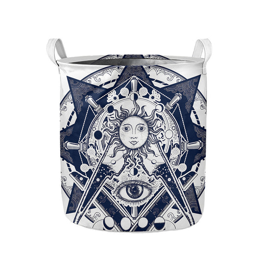 Vintage Masonic Freemasonry Print Collapsible Laundry Basket