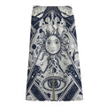 Vintage Masonic Freemasonry Print Cotton Front Slit Maxi Skirt