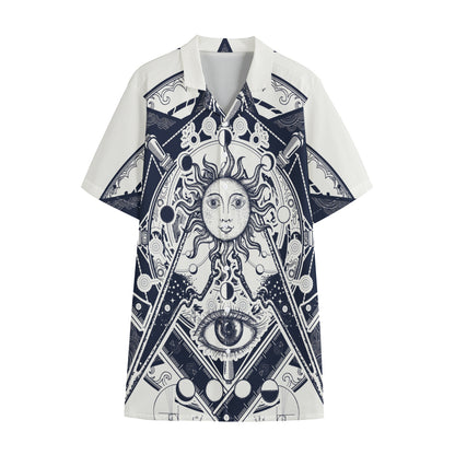 Vintage Masonic Freemasonry Print Cotton Hawaiian Shirt