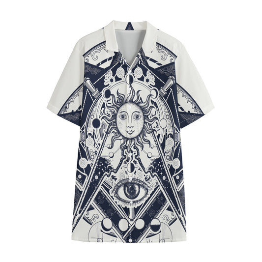 Vintage Masonic Freemasonry Print Cotton Hawaiian Shirt