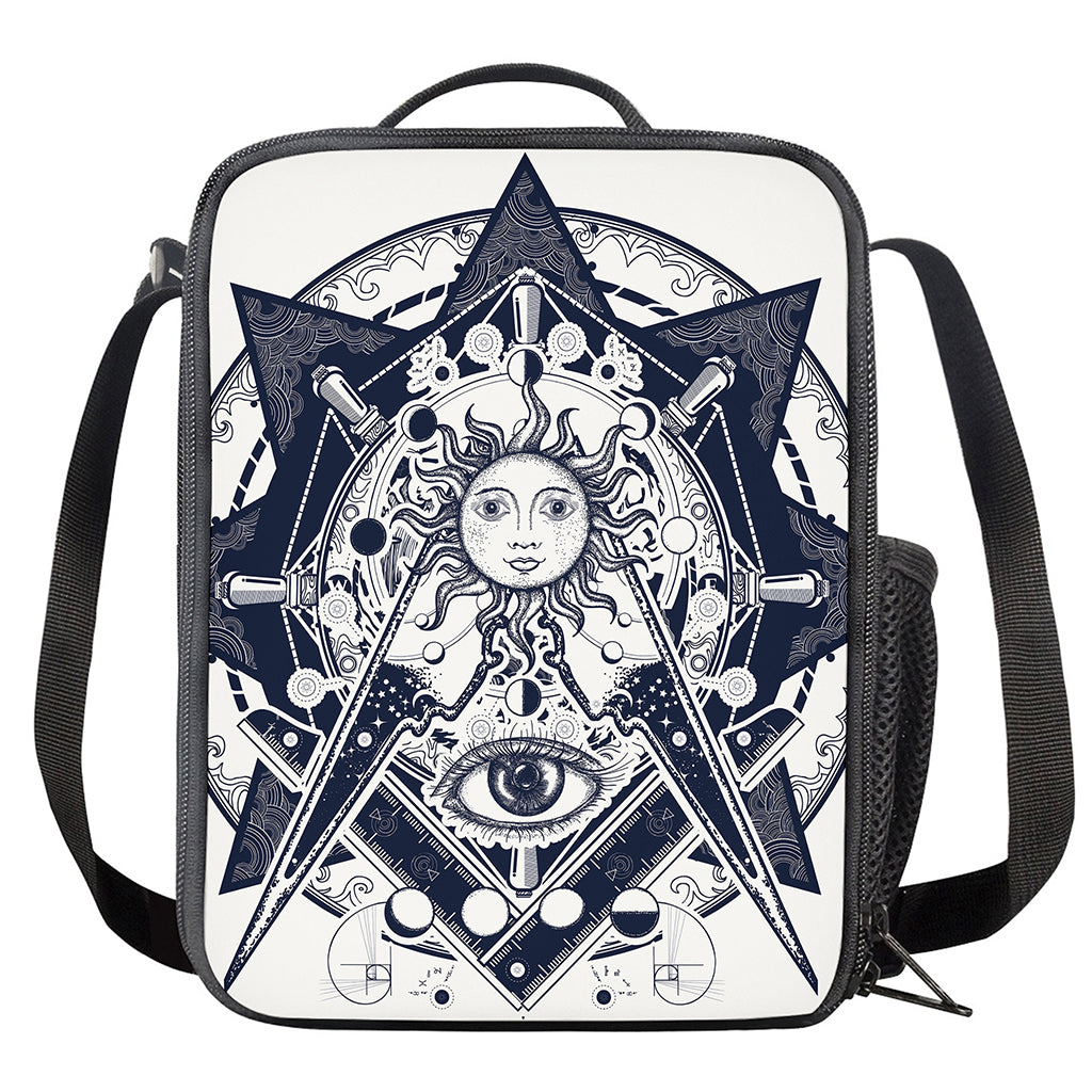 Vintage Masonic Freemasonry Print Crossbody Lunch Bag