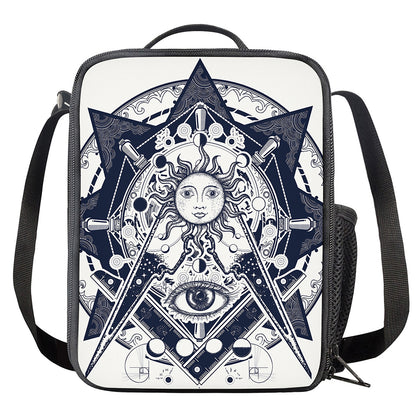Vintage Masonic Freemasonry Print Crossbody Lunch Bag