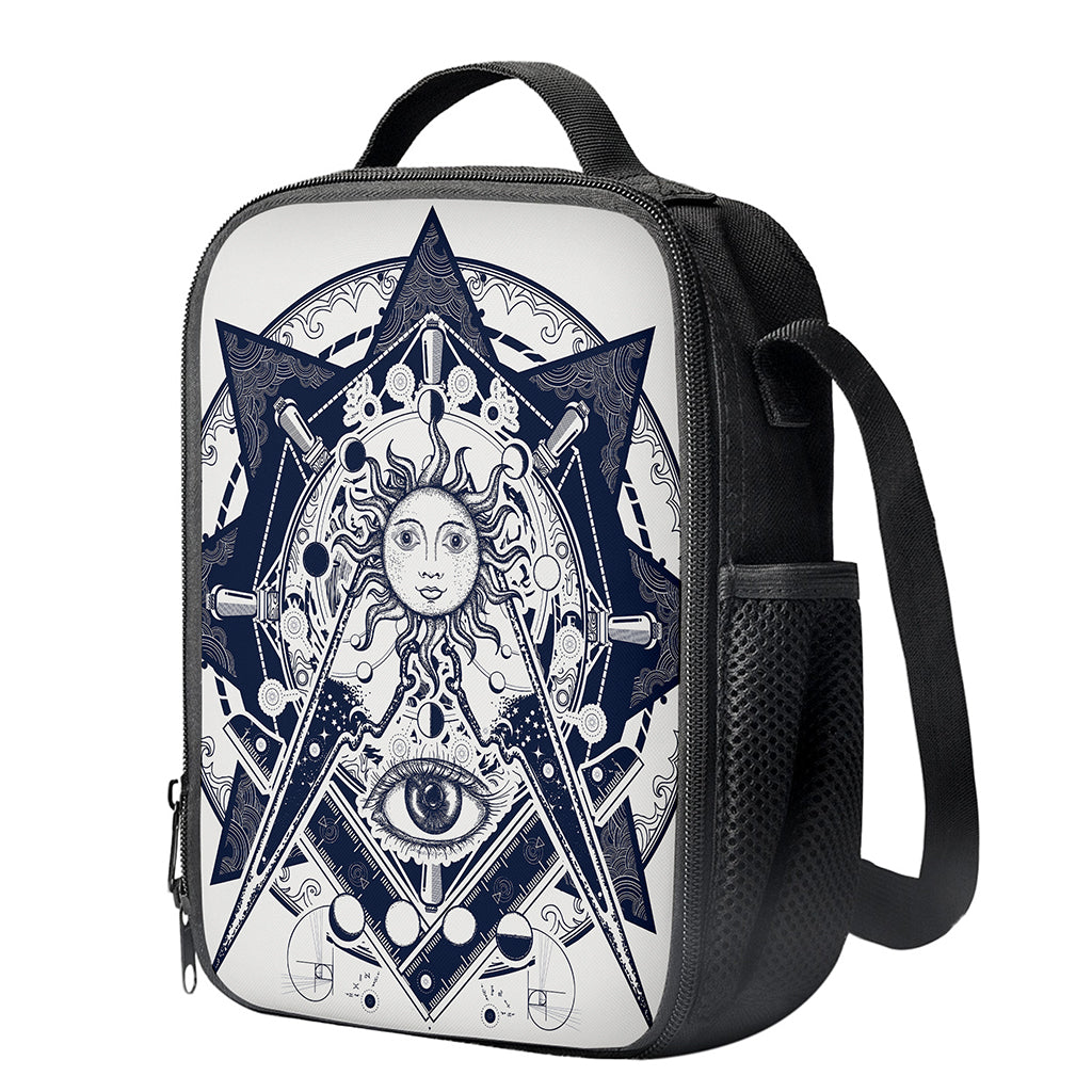 Vintage Masonic Freemasonry Print Crossbody Lunch Bag