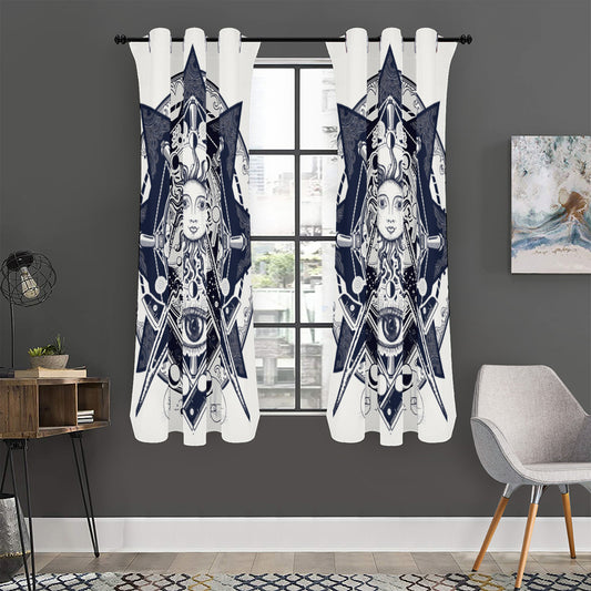 Vintage Masonic Freemasonry Print Curtain