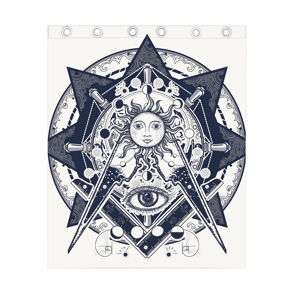 Vintage Masonic Freemasonry Print Curtain