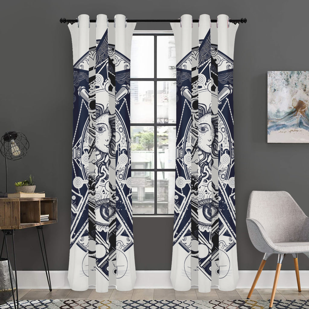 Vintage Masonic Freemasonry Print Curtain