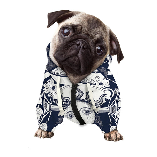 Vintage Masonic Freemasonry Print Dog Zip Up Hoodie