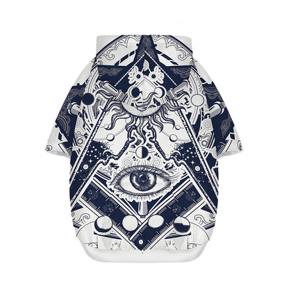 Vintage Masonic Freemasonry Print Dog Zip Up Hoodie