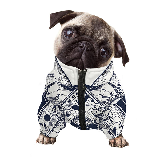 Vintage Masonic Freemasonry Print Dog Zip Up Jacket