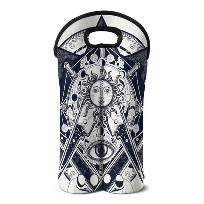 Vintage Masonic Freemasonry Print Double Neoprene Wine Tote