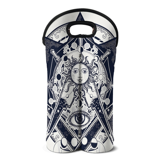 Vintage Masonic Freemasonry Print Double Neoprene Wine Tote