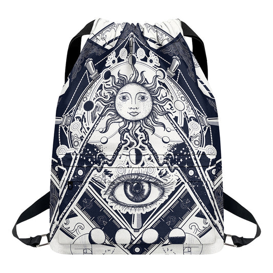 Vintage Masonic Freemasonry Print Drawstring Backpack