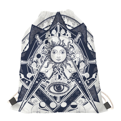 Vintage Masonic Freemasonry Print Drawstring Bag