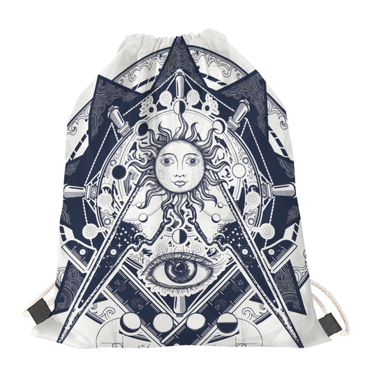 Vintage Masonic Freemasonry Print Drawstring Bag