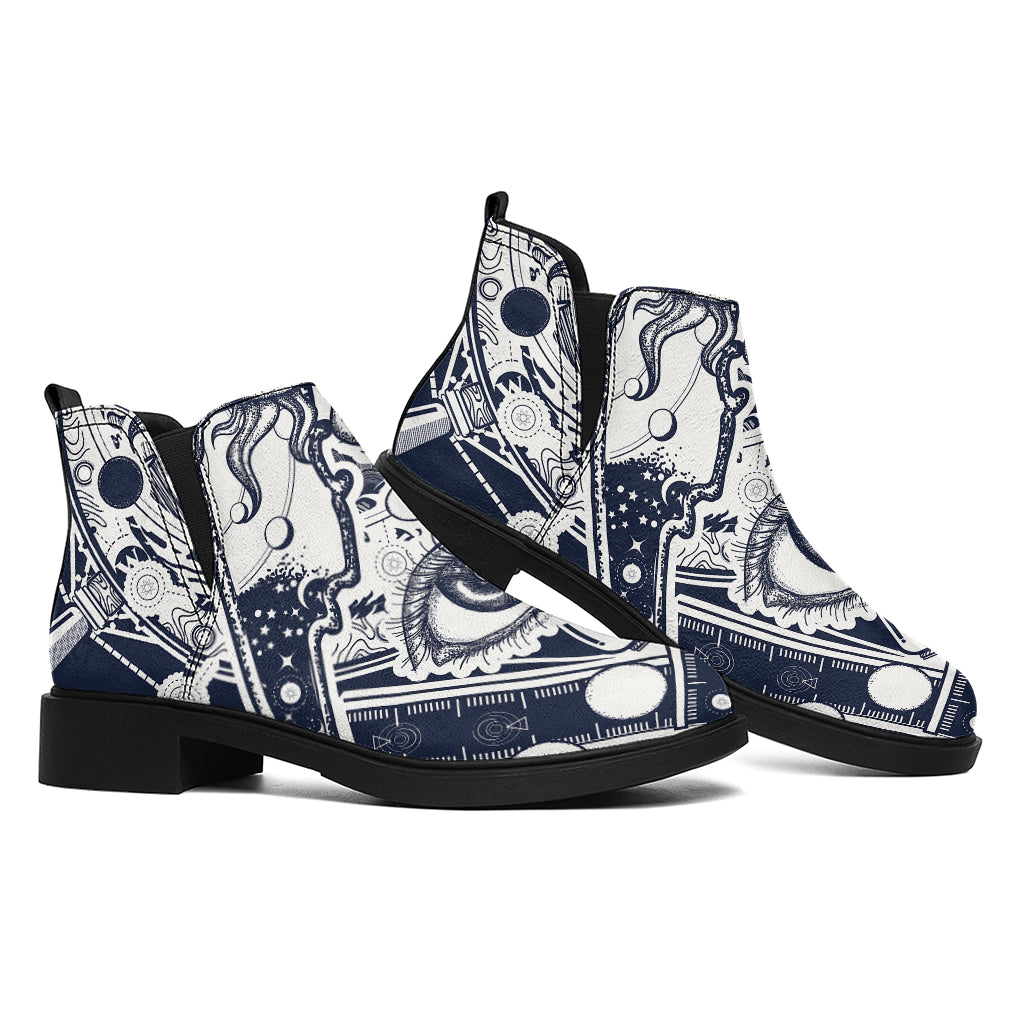 Vintage Masonic Freemasonry Print Flat Ankle Boots