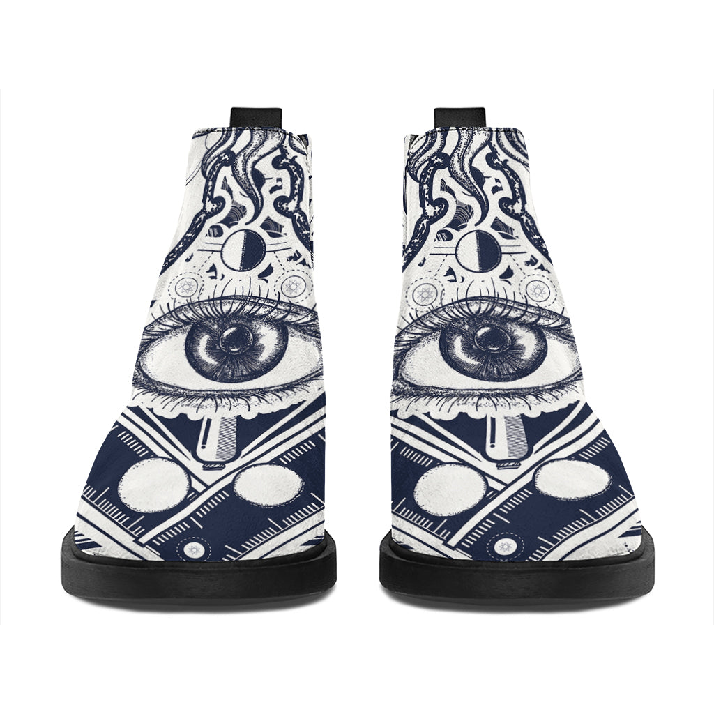 Vintage Masonic Freemasonry Print Flat Ankle Boots