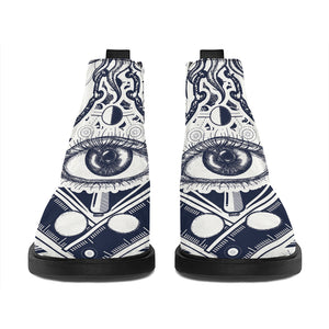 Vintage Masonic Freemasonry Print Flat Ankle Boots