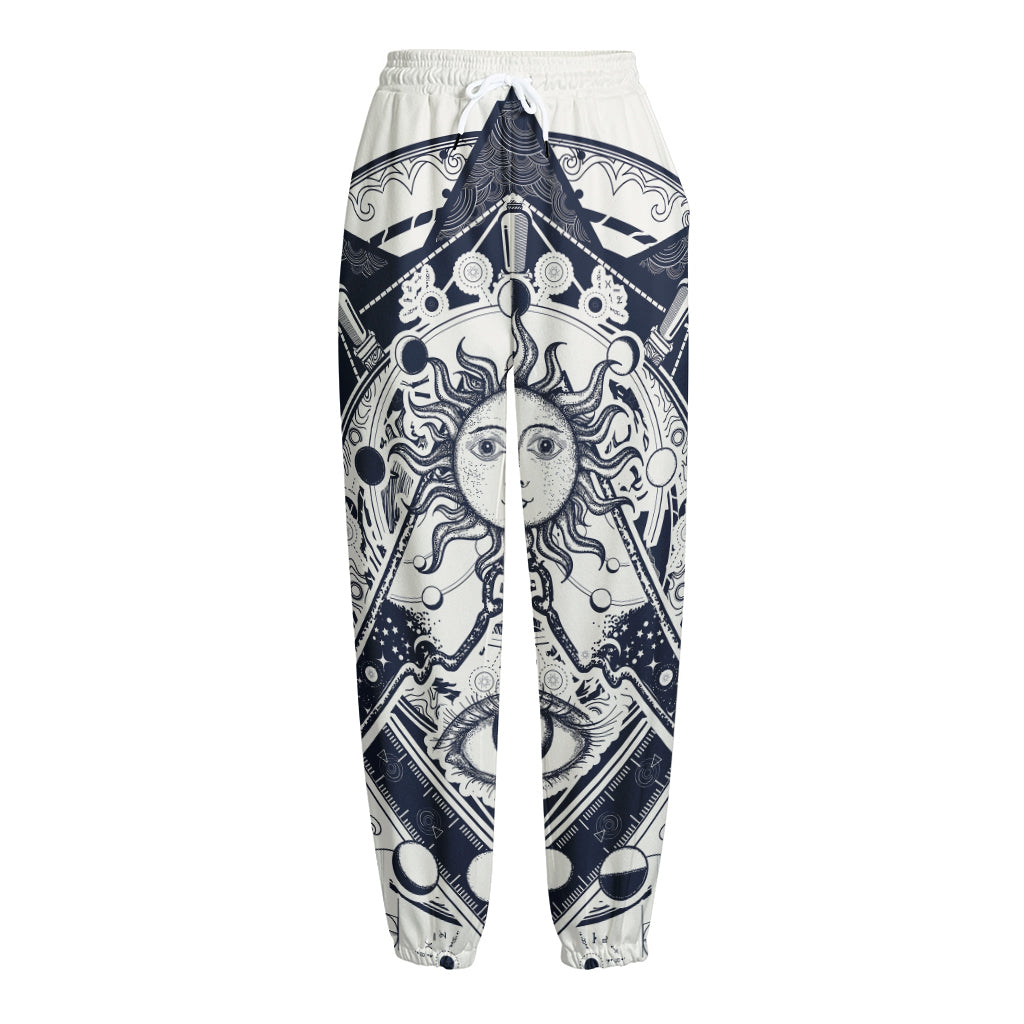 Vintage Masonic Freemasonry Print Fleece Lined Knit Pants