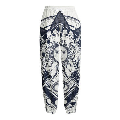 Vintage Masonic Freemasonry Print Fleece Lined Knit Pants