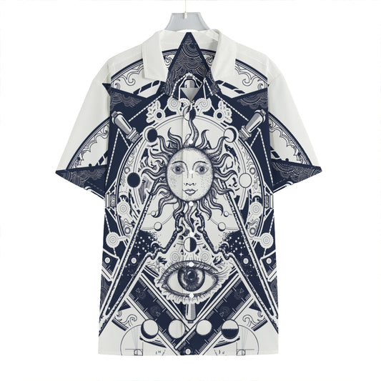 Vintage Masonic Freemasonry Print Hawaiian Shirt